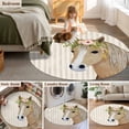 thumbnail image 5 of Round Rug 3.3Ft Washable Non-Slip, Farmhouse Striped Circle Area Rugs for Living Room Bedroom, Watercolor Horse Flower Leaf Beige Indoor Floor Mats Carpet Runner for Home Decor Aesthetic, 5 of 8