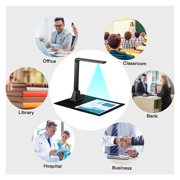 Document Camera Scanner, 5MP A4 Scanner Support Multi-Language OCR Function File Barcode Scanning Video Recorder LED Light ,High-Speed Capture