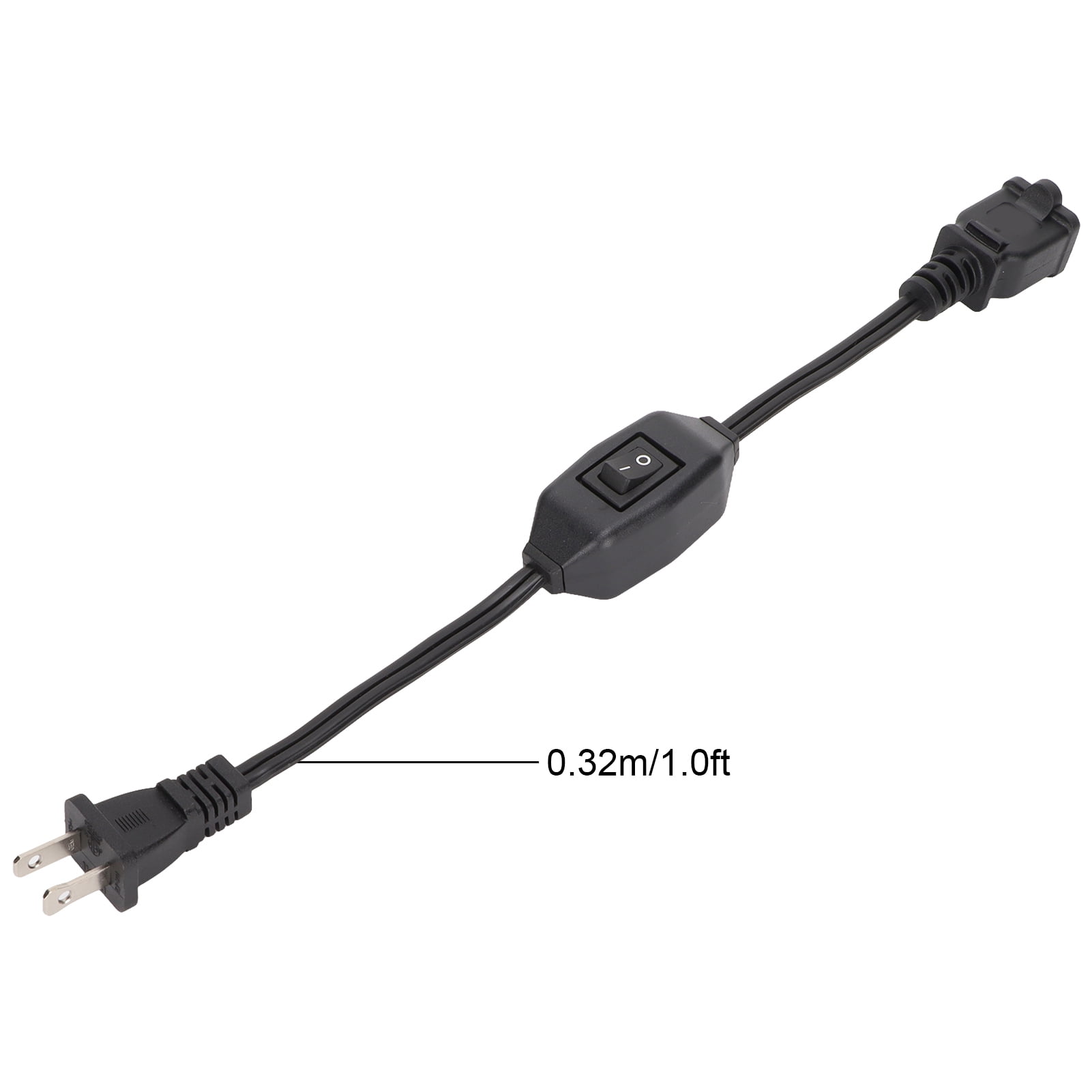 1ft US Power Extension Cord with on Off Switch 10A/125V 2 Prong Polarized Extension Cord US AC 2-Prong Male Female Power Extension Cable