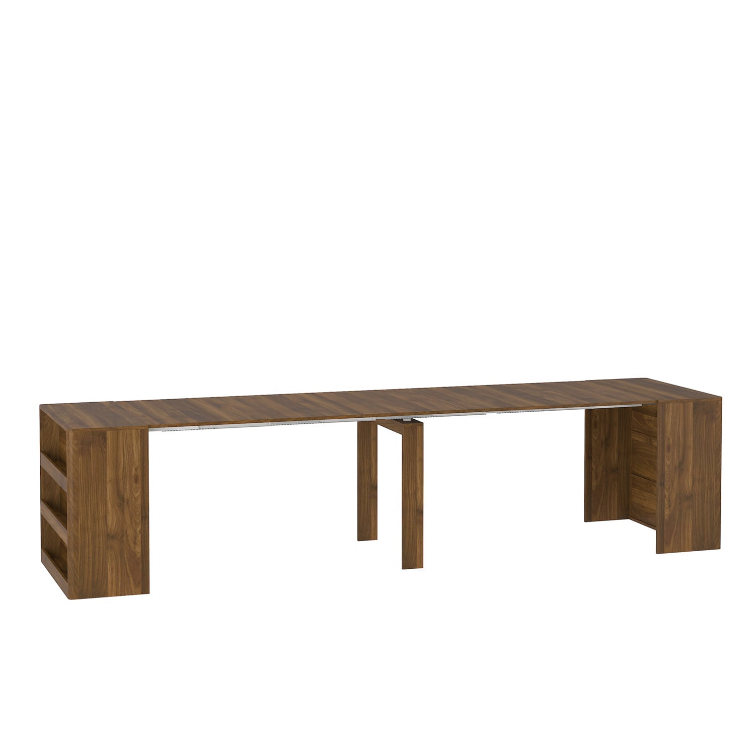 Hommoo Extendable Foldable Dining Table for 1-10 People, Multifunctional Wooden Rectangle Expandable Console Table with Storage Shelf, for Kitchen Living Meeting Room, Brown