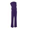 thumbnail image 5 of Women's Dressy Casual Summer Jumpsuits Sleeveless Mock Neck Wide Leg Pants Romper One Piece Formal Party Outfits Purple XL, 5 of 5