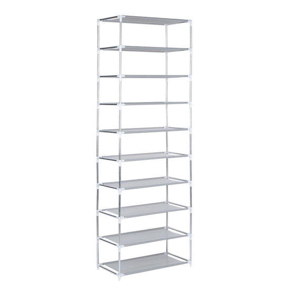 Ktaxon 10 Tiers 30 Pairs Shoe Rack Shoe Shelf Shoe Tower Closet Shoe Storage Organizer for Entryway Livingroon Bedroom Dorm, Gray