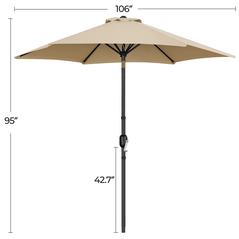 Alden Design 9 ft Tan Solid Print Octagon Market Patio Umbrellas, Adjustable Height