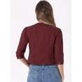 thumbnail image 3 of DARING DIVA Women's Collarless 3/4 Sleeve Denim Jackets M Purple Red, 3 of 6