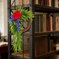 thumbnail image 6 of Patriotic Wreath for Front Door Red White Blue, Round Polyester Artificial Flower Decoration for 4th of July Memorial Day American Flag Summer, Farmhouse Porch Wall Decor, 6 of 7