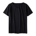 thumbnail image 4 of Mens Crew Neck T Shirts Slim Fit Solid Color Crew Neck Short Sleeve Athletic Shirts Comfy Spring Summer Fall Basic Blouses Vacation Clothes Black XXXL, 4 of 4