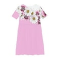 thumbnail image 3 of Fatuov Girls Dresses Summer Floral Print Play Dresses for Girls,Kids,Toddler Short Sleeve Crew Neck Midi Dance Dress Purple Size 4T-5T, 3 of 4