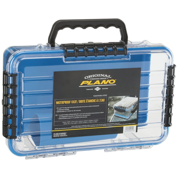 Plano Fishing Waterproof Tackle Storage Box, Clear/ Blue