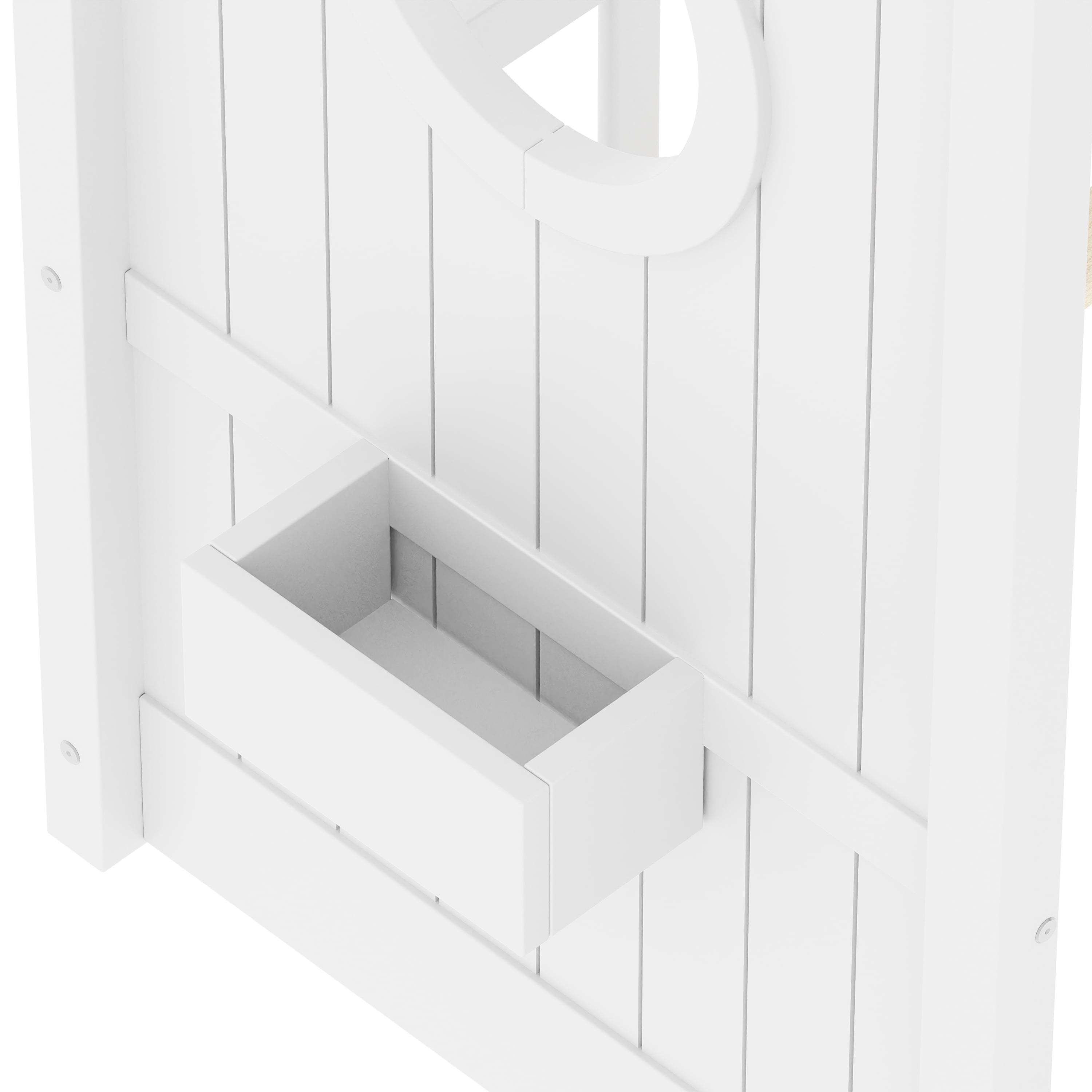 Euroco Wood Twin Size House Bed with Cabinets, Floor Bed with Roof Design and Storage Shelves, White