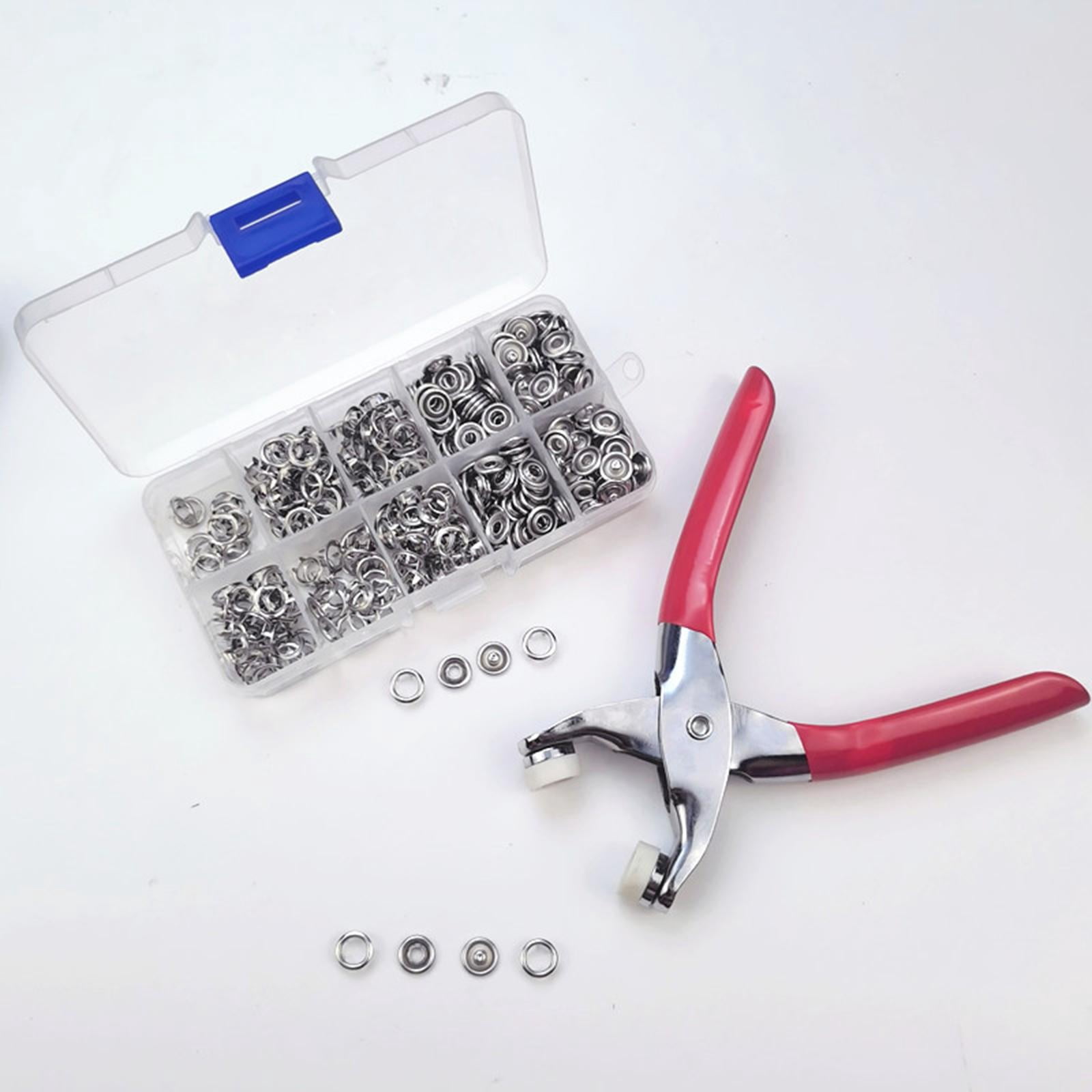 100 Sets Snaps Buttons with Fastener Pliers Press Studs Hollow Solid Prong 9.5mm for Clothing Hats Crafting Sewing Jeans