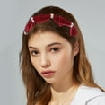 thumbnail image 2 of Unique Bargains 1 Pc Hairband Flocked Pearl Bow Hair Accessories for Women Wine Red, 2 of 5