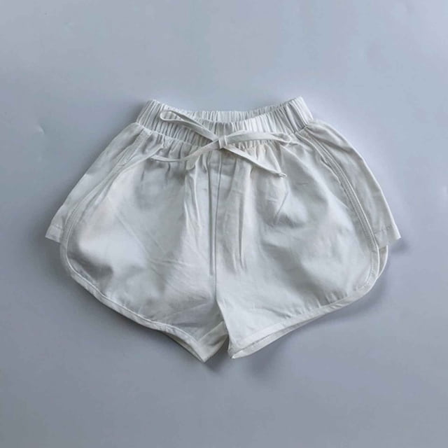 Shorts pour Filles Enfants Blancs Taille Élastique à Enfiler Vêtements d'Été pour Bébé Shorts pour Filles Taille 6-7 Ans