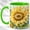 Green, variant on Watercolor Sunflower Coffee Mug, Floral Garden Mug, Ceramic 11 oz