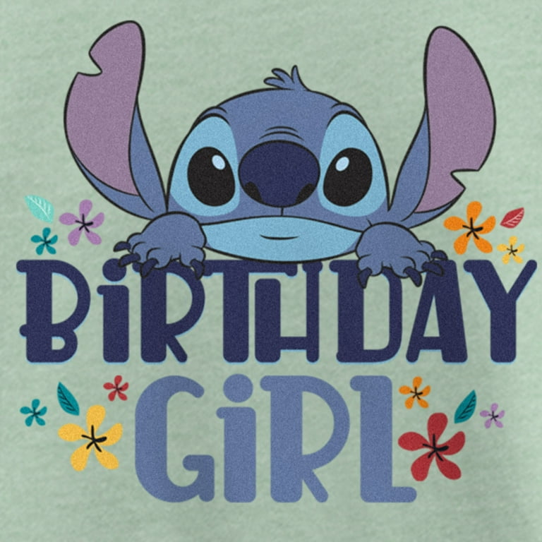 Girl's Lilo & Stitch Birthday Girl Stitch Graphic Tee Mint Large 