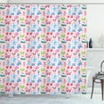 thumbnail image 1 of Ambesonne Cartoon Shower Curtain, Teddy Bear and Bunny Art, 69"Wx75"L, Pale Pink Blue Rose, 1 of 3