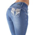 thumbnail image 2 of Fashion2Love Womens Juniors Butt Lift Mid Waist Ripped Distressed Boot Leg Jeans, 2 of 10