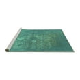 thumbnail image 2 of Ahgly Company Machine Washable Indoor Rectangle Oriental Turquoise Blue Industrial Area Rugs, 2' x 4', 2 of 4