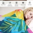 thumbnail image 3 of WERPE Summer Style Hawaiian Print Flannel Throw Blanket Anti-Pilling Living Room All Seasons Warmth Decor White, 3 of 6