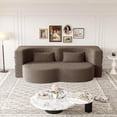 thumbnail image 2 of Modern Convertible Teddy Fabric Floor Sofa Bed, Full Size Foam-Filled Sleeper Sofa with 2 Pillows, No Assembly Required, Foldable Guest Bed for Living Room, Playroom, Apartment, 2 of 19