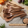 thumbnail image 5 of GPED Wooden Spoons for Cooking, 11 PCS Teak Wood Cooking Utensil Set, Wooden Kitchen Utensils for Nonstick Pans & Cookware, Spoons and Spatula Set, Sturdy, Lightweight & Heat Resistant, 5 of 7