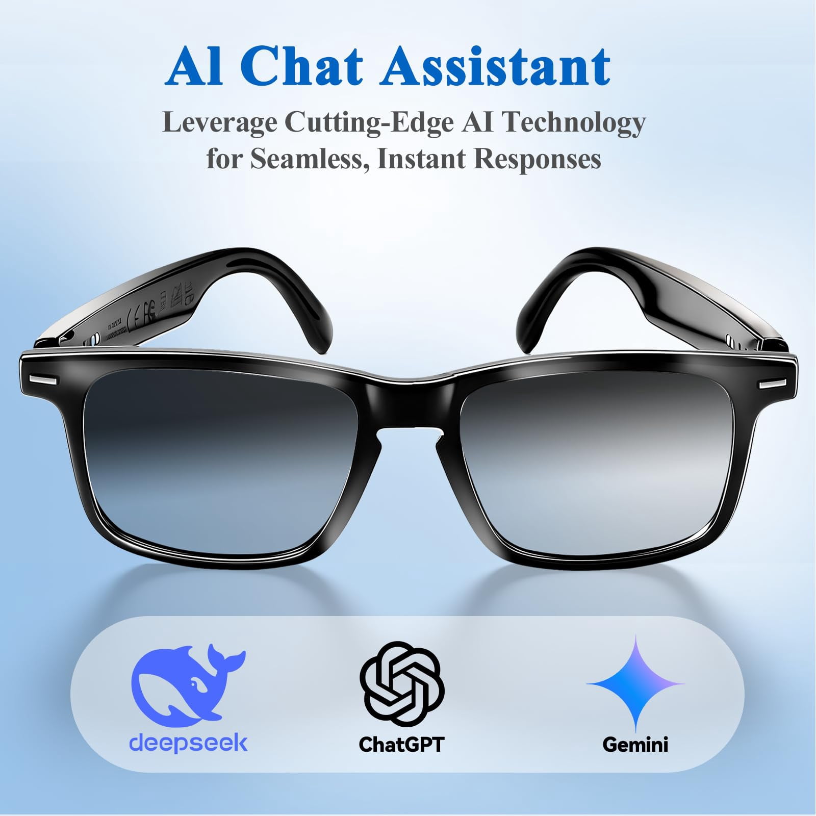AI Smart Glasses for Men & Women with 164 Languages Translation, Photochromic Lenses Bluetooth Glasses for Sports Travel Driving Business