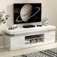 thumbnail image 6 of JOIVI LED TV Stand with Power Outlets, Modern High Gloss Entertainment Center for TVs Up to 75", TV Media Console with Storage, White, 6 of 10