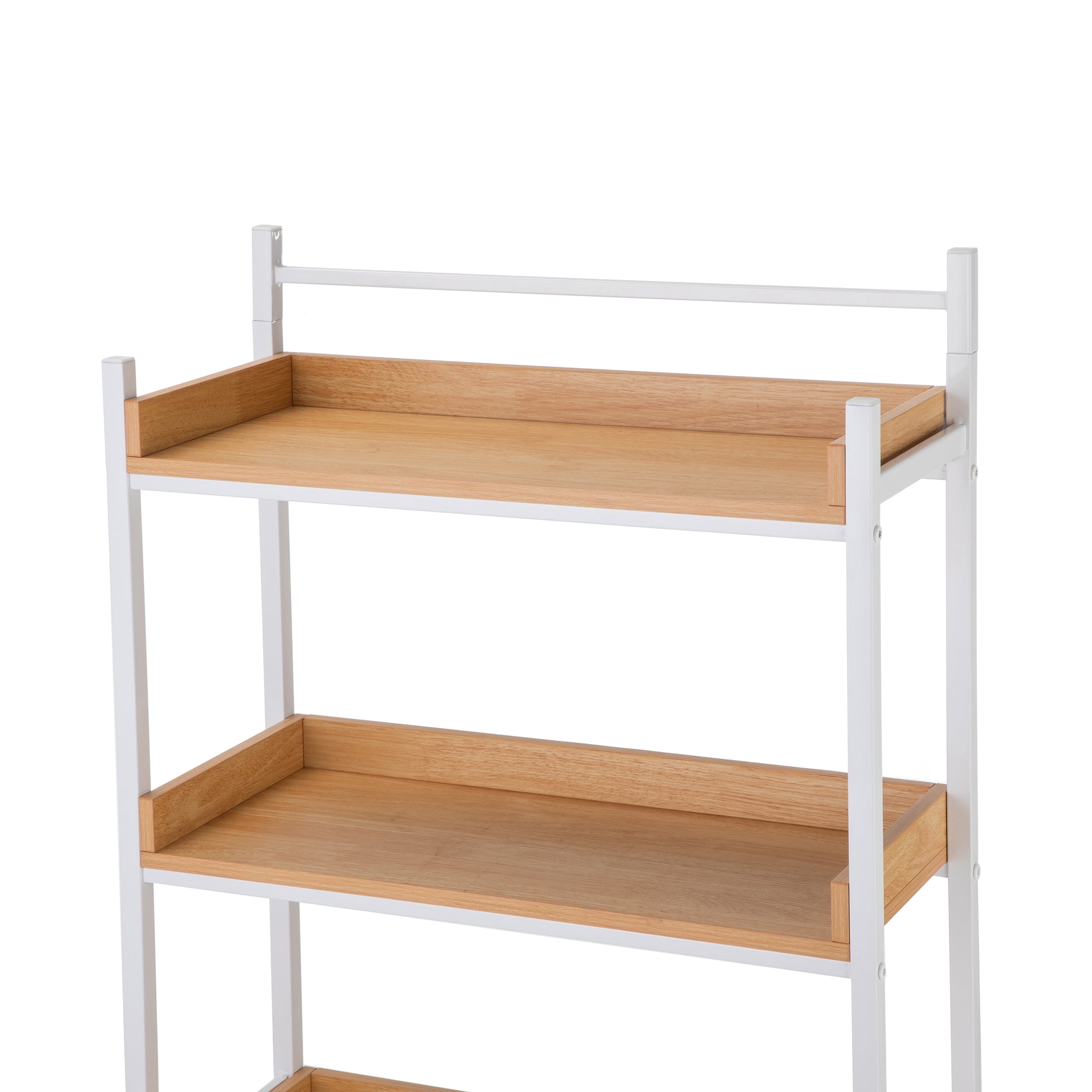 HomeZone Bathroom Quick-Assembly 3-Shelf Steel Storage Shelves with MDF Wood Grain Veneer, White