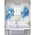 thumbnail image 5 of Abstract Mountain Sheer Curtains 54 Inches Long 2 Panels Gradient Blue Watercolor Impressionist Light Filtering Semi Sheer Window Curtains Drapes for Bedroom Living Room 52"x54", 5 of 7
