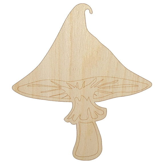 Whimsical Magical Wizard Cap Mushroom Fungi Wood Shape Unfinished Piece Cutout Craft DIY Projects - 4.70 Inch Size - 1/8 Inch Thick
