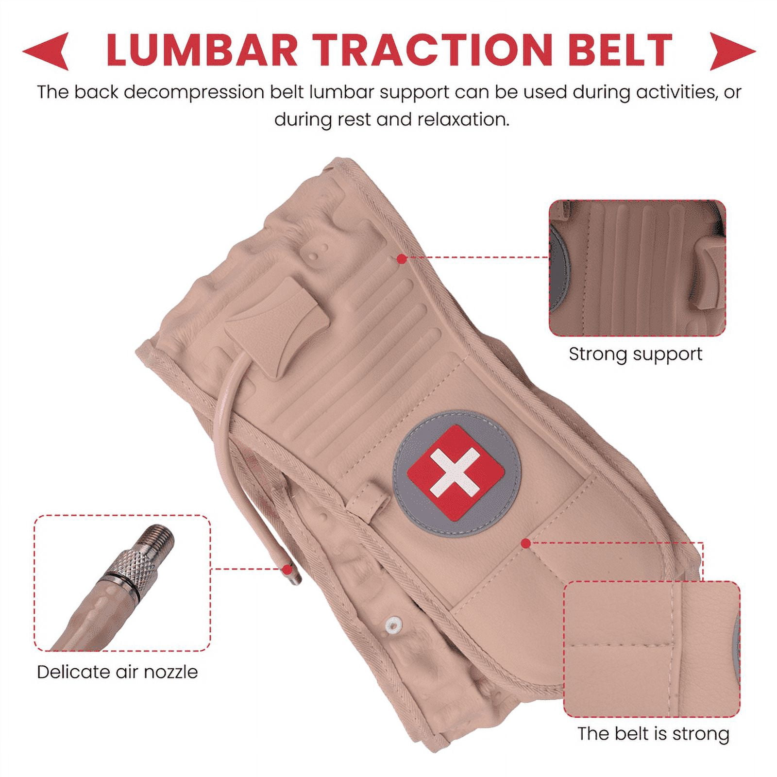 Back Decompression Belt Lumbar Support Back Waist Brace Spinal Traction Extender Size for 29-49 inches Waist Great Gift