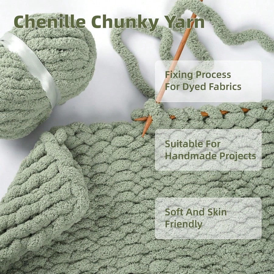 Chunky Yarn for Hand Knitting 8 Packs Chunky Chenille Yarn for Crocheting Bulky Thick Fluffy Yarns for Knitting er Bulky Blanket Yarns for Handcrafts 2045g 72oz 245 Yards (224m)