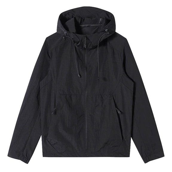 RKSTN Jackets for Men Sun Protection Hooded Shirt Solid Color Long Sleeve Drawstring Zip up Breathable Daily Commuting Sports Shirts with Pockets