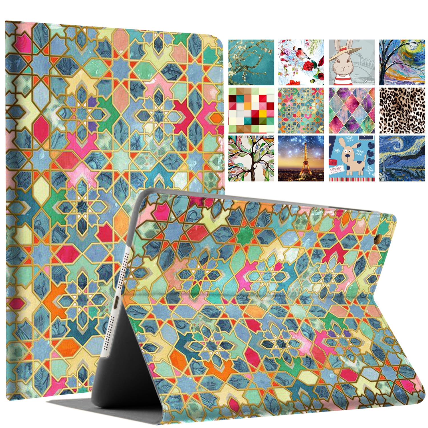 iPad Air 1st Gen 9.7" 2013 Folio Cover A1474 A1475 A1476 MD785LL/A MD788LL/A MD786LL/A MD789LL/A MD787LL/A MD790LL/A MD898LL/A ME993LL/A ME999LL/A MF020LL/A MF021LL/A ME991LL/A Printed Damask