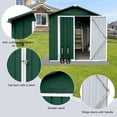 thumbnail image 5 of 4x6 FT Outdoor Metal Storage Sheds with Apex Roof,Single-Storey Waterproof Roofed Structure Garden Shed w/Lockable Doors,for Lawn Equipment Tool Sundries,Green+White, 5 of 12