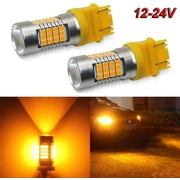 3157 Led Bulbs Amber Flashing Blinker Led Bulb 2000 Lumens 3156 3057 3056 4157 54-SMD LED Chip 12-24V 2PC Pack Led Bulb