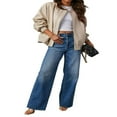 thumbnail image 1 of Veste en Cuir pour Femme à Manches Longues avec Fermeture Éclair Blouson Bomber, 1 of 6