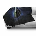 thumbnail image 3 of World Soft Flannel Fleece Throw Blanket, Starry Outer Space View with Planet Earth Calm Silent Universe Galaxy, Cozy Plush for Indoor and Outdoor Use, 60" x 80", Dark Blue Green White, by Ambesonne, 3 of 6