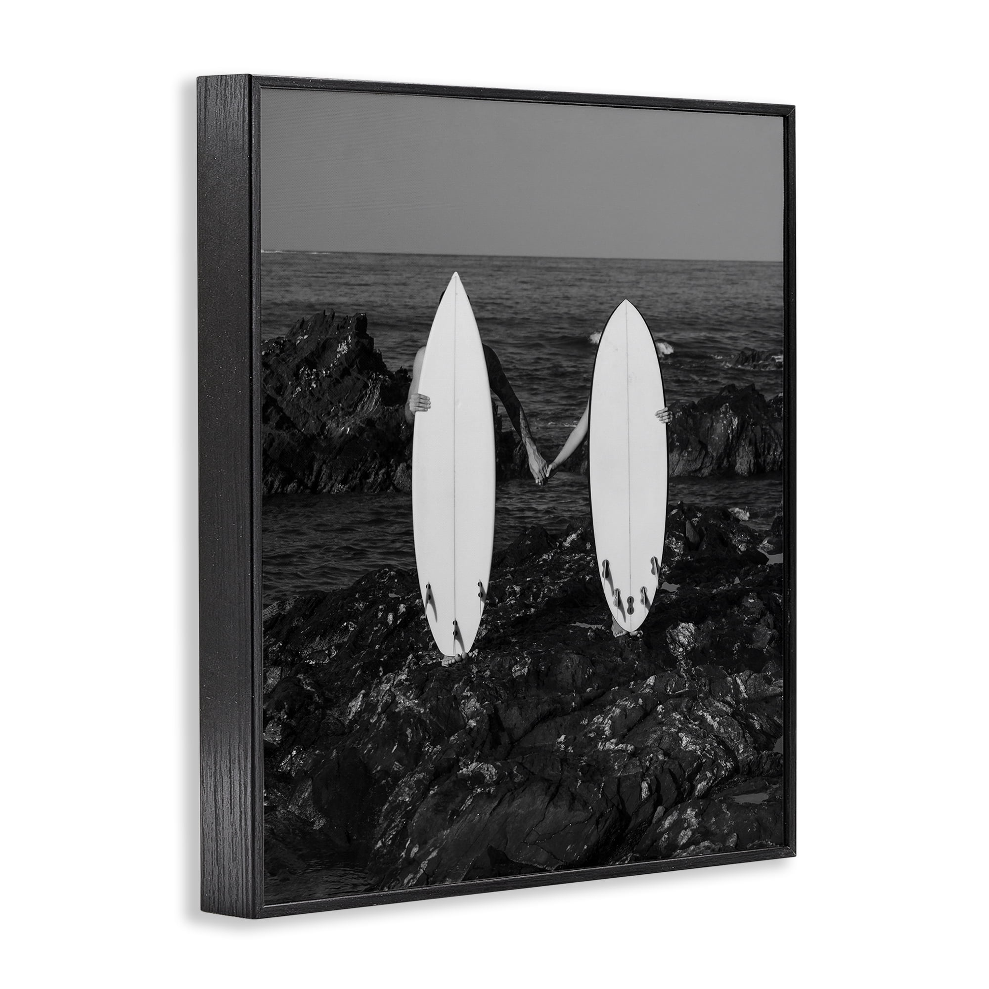 Stupell Industries Romantic Surfer Couple Sports Photography Black Framed Art Print Wall Art, 24 x 30