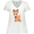 thumbnail image 3 of Inktastic Cute Christmas Reindeer with Christmas Lights Women's Plus Size V-Neck T-Shirt, 3 of 5
