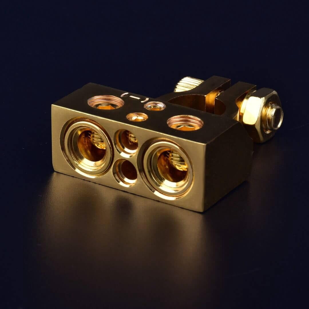 Battery Terminal Connectors, 0/2/4/6/8/10 AWG Battery Terminals, Heavy Duty Car Battery Terminal, Top Post Multiple Battery Terminal (Silver+Gold)