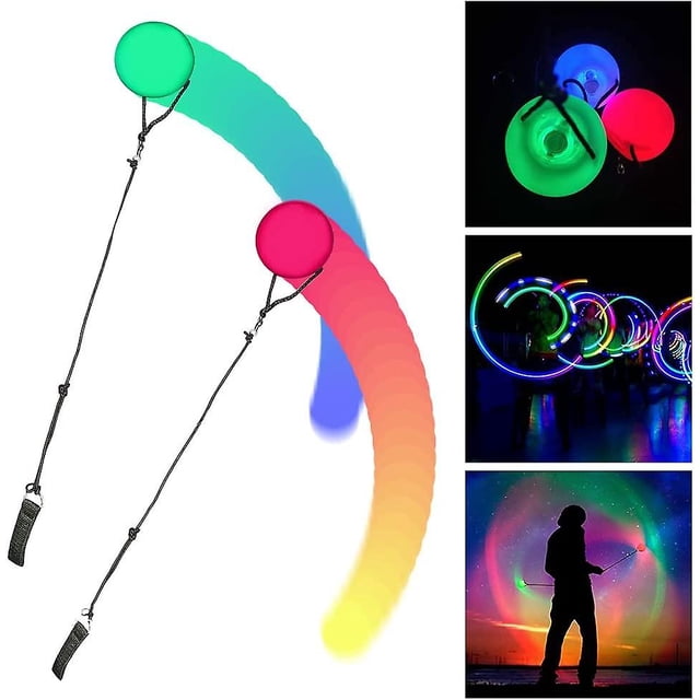 Paquete De 2 Bolas Poi Led Mejoradas, Bolas De Malabares Poi Con Colores Del Arco Iris Y Efecto Estroboscópico, Niños Y Adultos