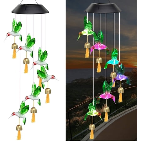 FungLam Solar Power Wind Chime Lights LED Color Changing Hanging Lamp Garden Home Decor