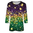 thumbnail image 5 of AGWOLF Mardi Gras Shirts for Women Carnival Party Outfits Round Neck 3/4 Sleeve Cute Shirt Glitter Graphic T-Shirts Festival Tops, 5 of 5