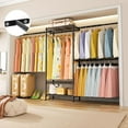 thumbnail image 3 of 2-in-1 Expandable Garment Rack & Closet System,Wall Mount or Standalone Metal Organizer (23.6"-106" W),3 Adjustable Rods and Shelves, 600LB Capacity for Home, 3 of 18