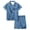 a-Blue431133, variant on Boys Kids Two Piece Summer Homewear Set With Lightning Print Notch Collar Short Sleeve Shirt Elastic Waist Shorts For Home Relaxation Cozy Set
