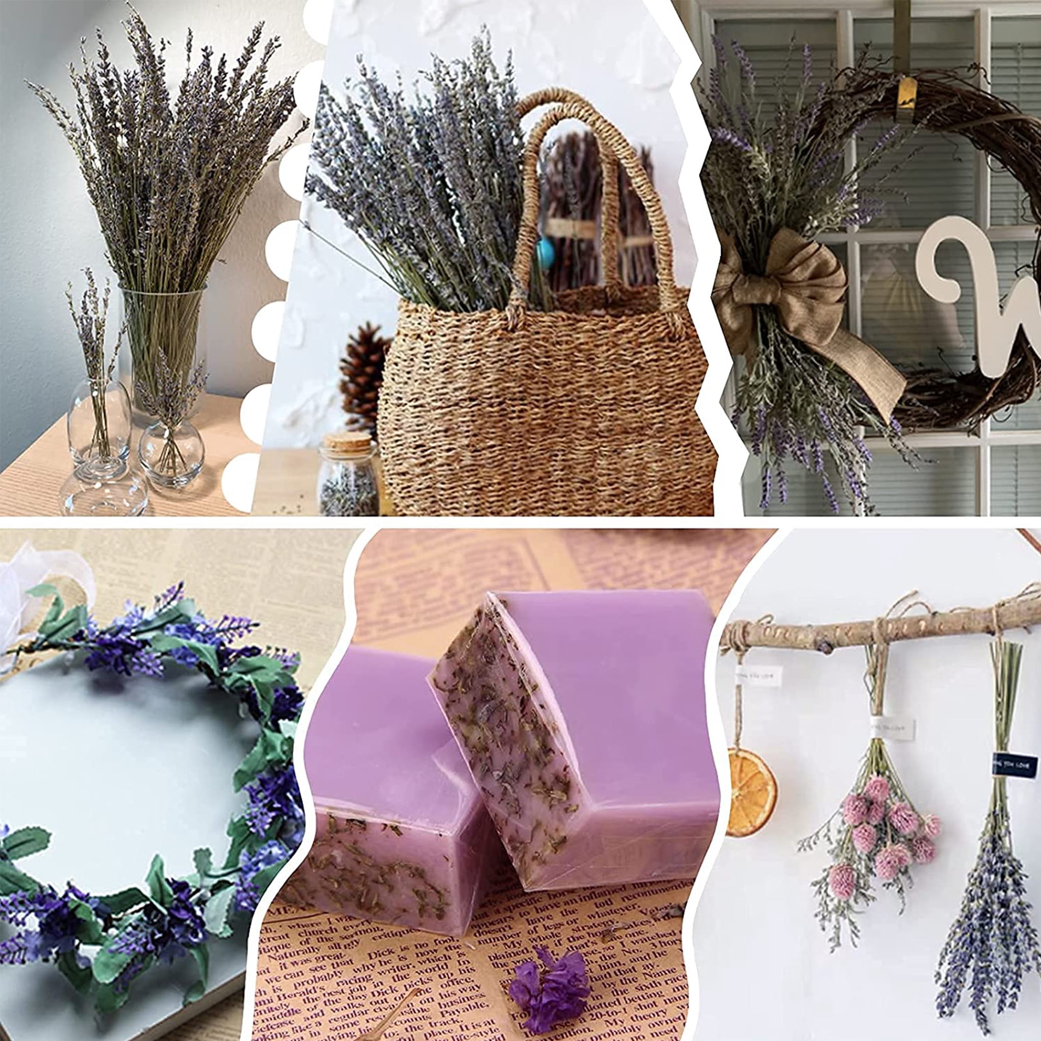 AMI PARTS Dried Lavender Bundles Dried Flowers Bouquet with Stems for Home Decor Wedding