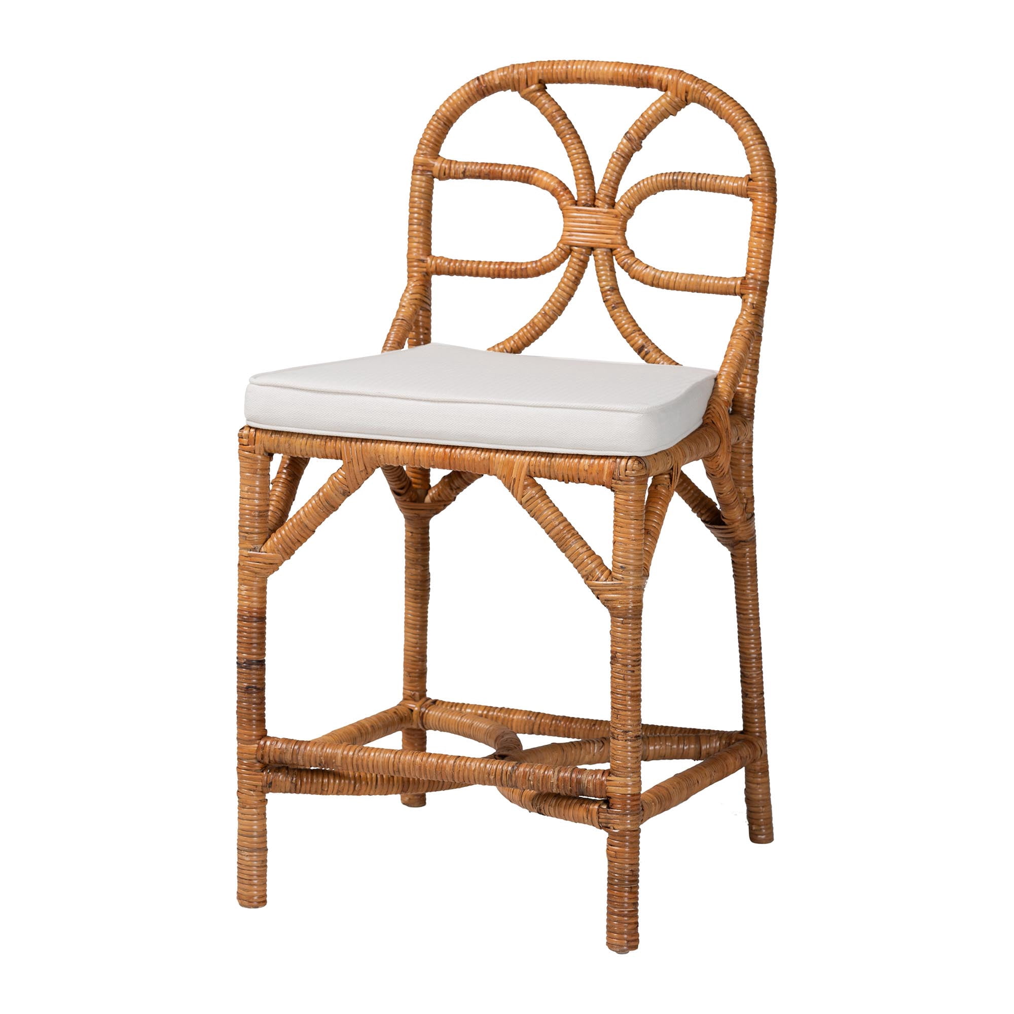 bali & pari Alondra Boho Counter Stool, Counter Height 22", Light Honey