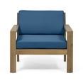 thumbnail image 6 of Noble House Ayaan Outdoor Acacia Wood Club Chairs with Cushions, Set of 2, Brushed Light Brown and Dark Teal, 6 of 12