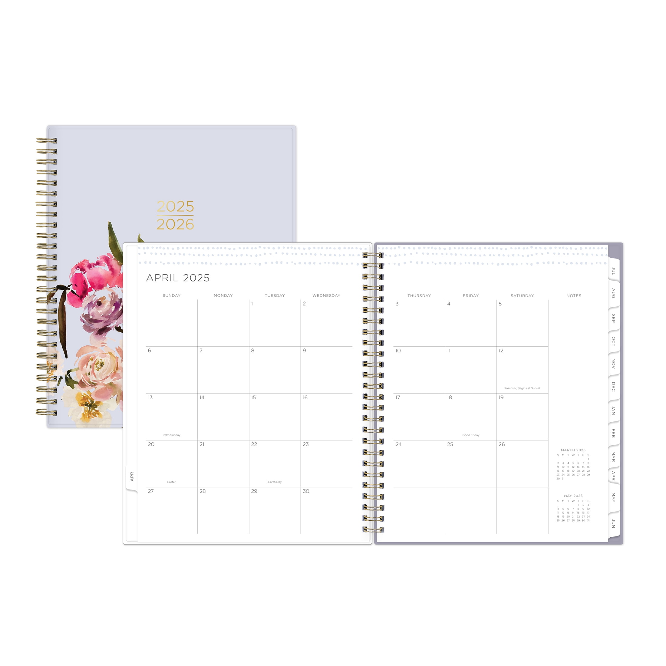 Kelly Ventura for Blue Sky Monthly Weekly Medium, 7" x 9", Lavender Floral 15-Month (April 2025 - June 2026)
