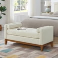 thumbnail image 3 of S-HOME Large Upholstered Boucle Fabric Ottoman with Pillows, Window Bench for Living Room, Home Entryway Seating, Beige, 3 of 7